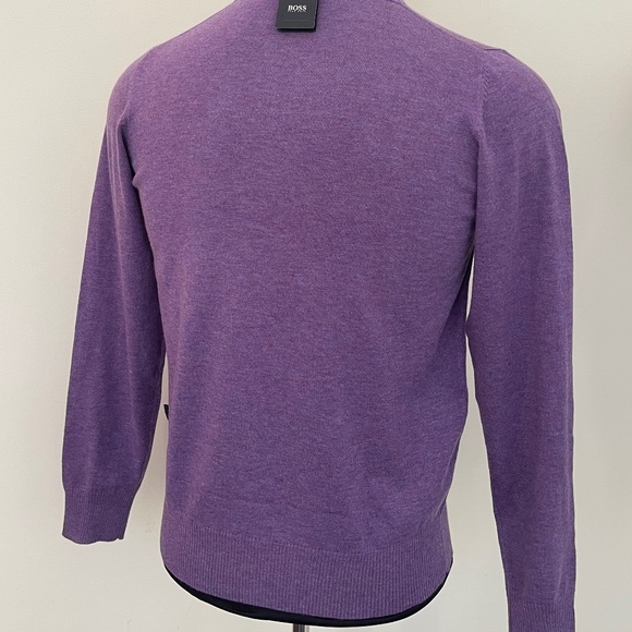 New Hugo Boss Sweater Half Zip Buttons Purple Wool Pullover Sweater - Picture 4 of 10